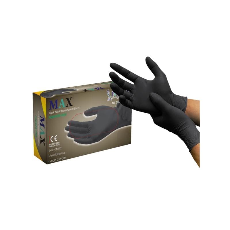 Max Nitrile Gloves Powder Free Small Black
