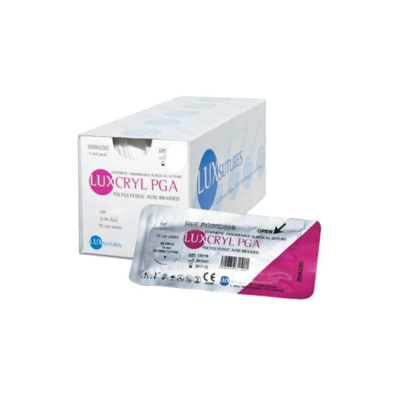 Luxcryl Suture PGA Braided Reverse Cutting 3/8 Circle 4/0 - 75 cm 19 mm Violet