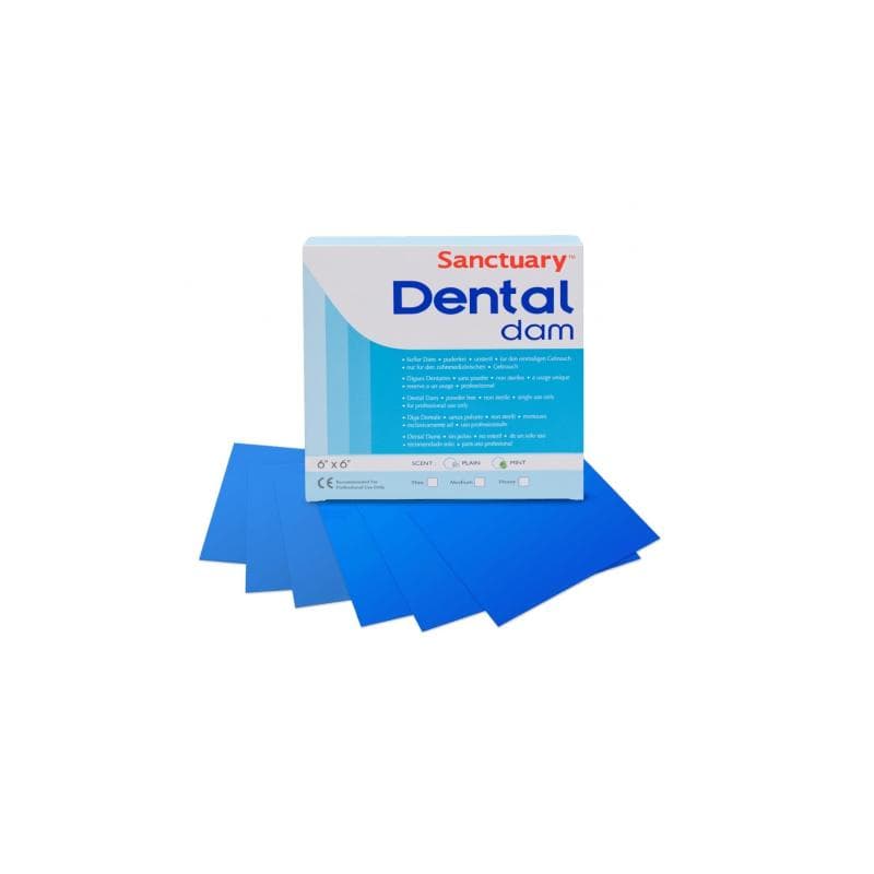 Sanctuary Dental Rubber Dam Sheets Plain Heavy 6 x 6 Plain Blue - 12 Pcs