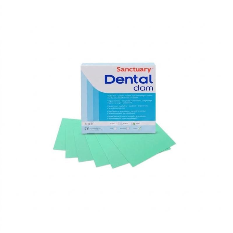 Sanctuary Dental Rubber Dam Sheets Heavy 6 x 6 Mint Green - 12 Pcs