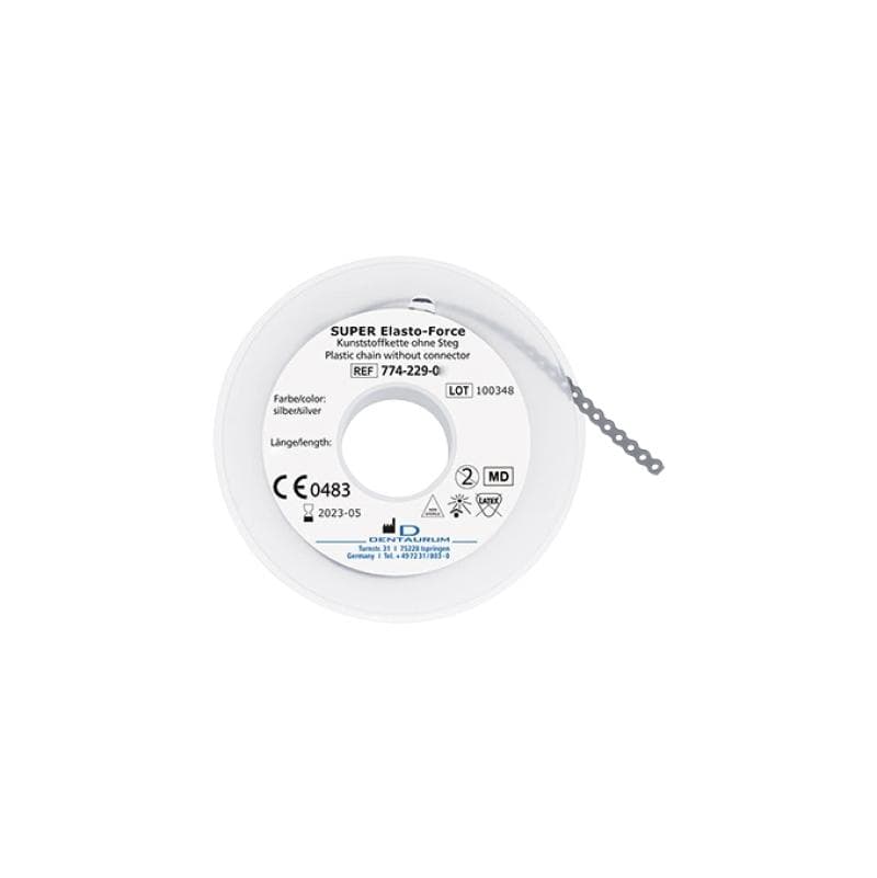 Dentaurum Elasto Force Plastic Chain Without Short Connector Metallic Silver